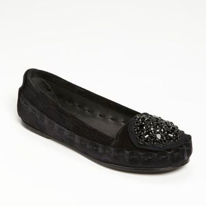 Vera Wang Indigo Suede Jeweled Moccasins
